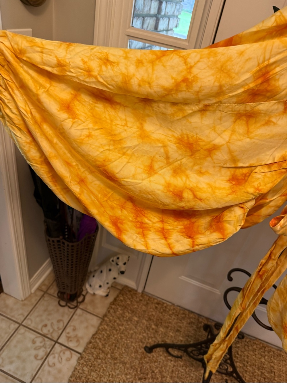 Cee Cees Closet Yellow Tie Dye Funky Wrap Crop Top Dramatic Balloon Sleeves XL - Picture 8 of 13